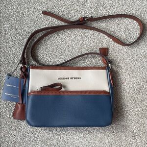 NWT Adrienne Vittadini Navy and Brown Crossbody Bag